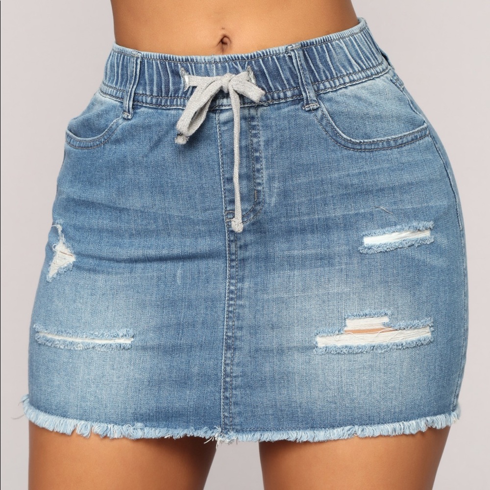 FashionNova Distressed Denim Skirt